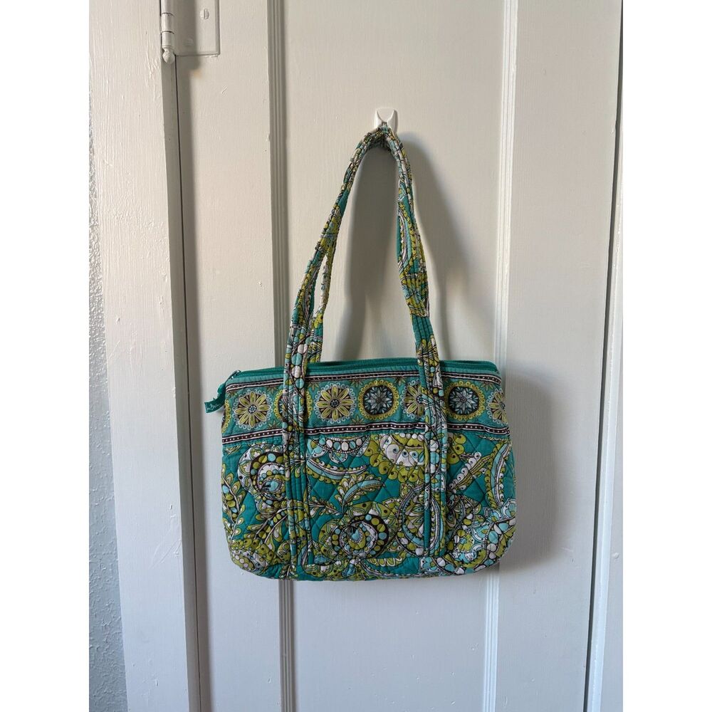 Vera Bradley Peacock Shoulder Purse Bag Y2K Turquoise Chartreuse Lime Paisley